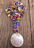Boho Necklace, RH Pink Rose Crystal Shell